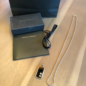 David Yurman Onyx Dog Tag and Chain